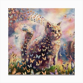 Cat With Butterflies 1 Canvas Print