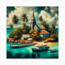 Church On The Island Canvas Print