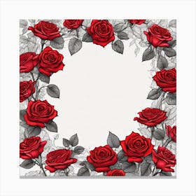 Red Roses Frame 2 Canvas Print