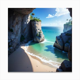 Cave On The Beach Canvas Print