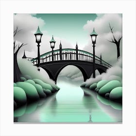 Bridge Over The River Landscape 1 Canvas Print