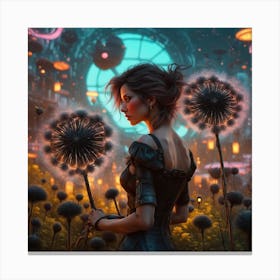 Dandelion Girl Canvas Print