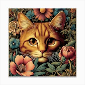 Cat In Flowers 3 Canvas Print