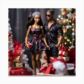 Realistic Black Couple Christmas Stylish Deep In 2 Canvas Print