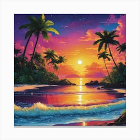 Sunset At The Beach Canvas Print