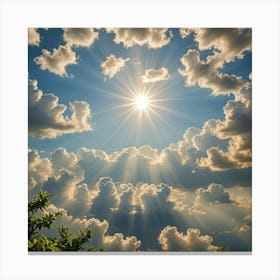 Sun Shining Through Clouds Canvas Print