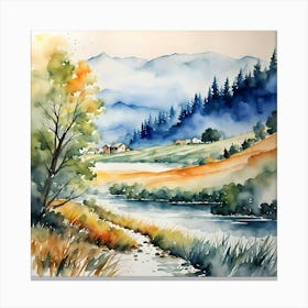 Watercolor Landscape Painting 1 Canvas Print