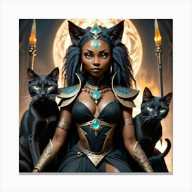 Black Cat Witch Canvas Print