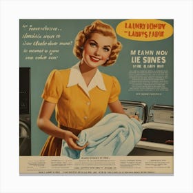 Default Default Vintage And Retro Laundry Ad Aesthetic With Cl 2 Canvas Print