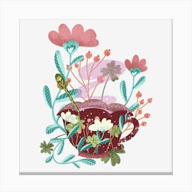 Teacup With Flowers cozy aesthetic Canvas Print