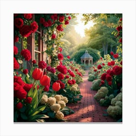 Into The Garden Red 1 Canvas Print