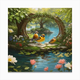 Birds In The Garden Canvas Print