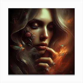 Girl In Flames Canvas Print