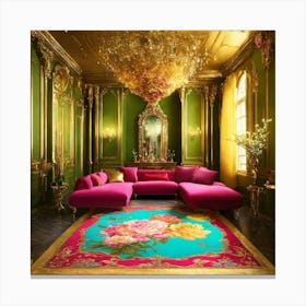Futuristic Beautiful French Mansion Interior Glamo (29) Canvas Print