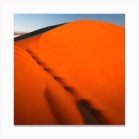 A Windswept Desert Dune Its Ridges Casting Dramatic Shadows In The Fiery Setting Sun (2) Canvas Print