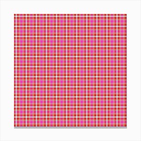 Pink Plaid Fabric 7 Canvas Print