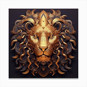 Golden Lion Head Canvas Print