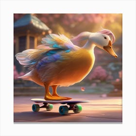 Duck On Skateboard1 Canvas Print