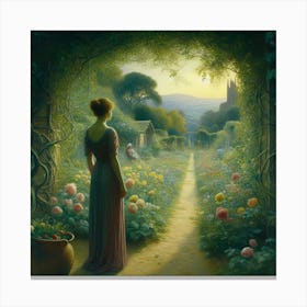 Woman In A Garden 2 Canvas Print