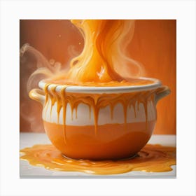 Orange Liquid Pouring From A Bowl Canvas Print