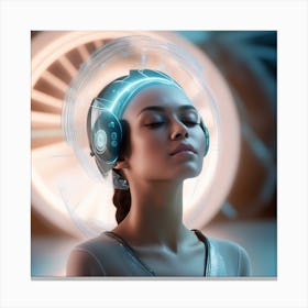 Futuristic Woman With Headphones 2 Canvas Print