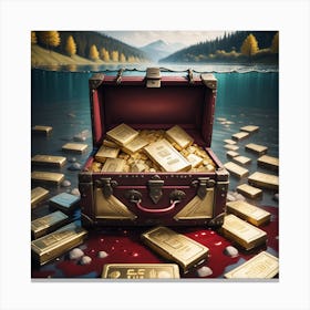 Gold Bars In A Suitcase Canvas Print