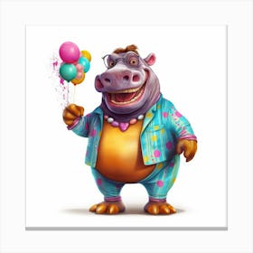 Cartoon Hippo Canvas Print