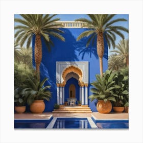 Blue Moroccan Villa Canvas Print