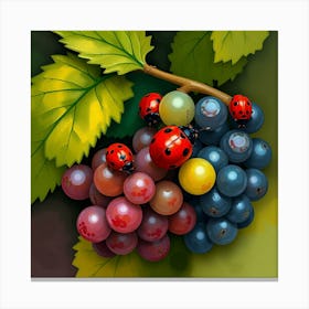 Ladybugs On Grapes Canvas Print