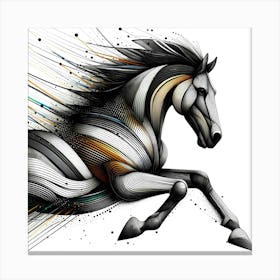 Horse - Abstract Line Art Illustration 289 Canvas Print