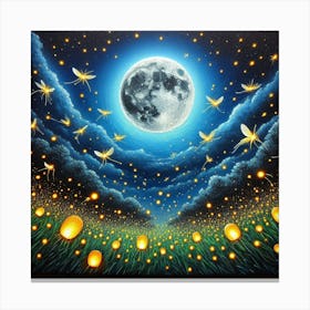 Dragonflies In The Night Sky Canvas Print