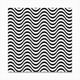 Black White Wave Pattern Wavy Water Seamless Canvas Print