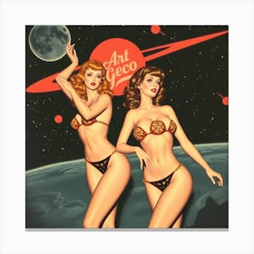 Pin Up Girls In Space Canvas Print