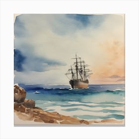 Sailing Vessel Ship Boat Landscape Canvas Print