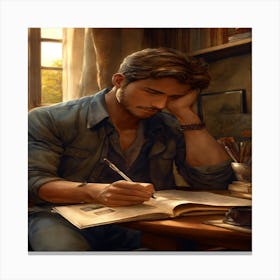 Man Reading A Book Canvas Print