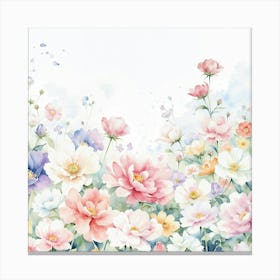 Watercolor Flowers Background Canvas Print