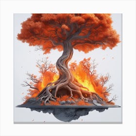 Fire Tree On Moon Canvas Print