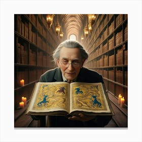 Old Man In Library 6 Canvas Print