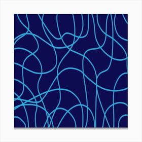 Blue Two Tone Line Art Canvas Print