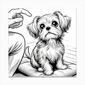 Line Art lap dog Canvas Print