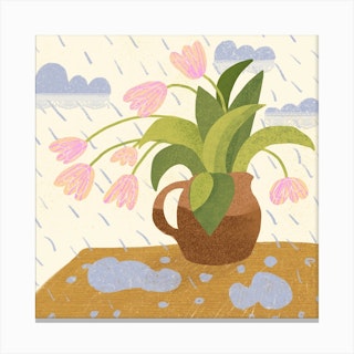 Summer Rain Square Canvas Print