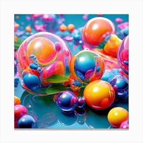 3d Bubbles Colors Dimensional Objects Illustrations Shapes Plants Vibrant Textured Spheric (11) Canvas Print