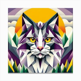 Sable Low Poly Cat Canvas Print