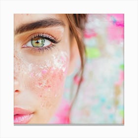 Young Woman With Freckles On Face Canvas Print