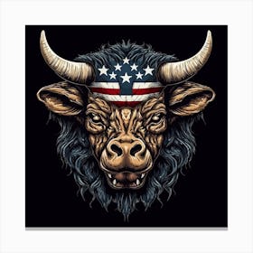 Bull Head American Flag 2 Canvas Print