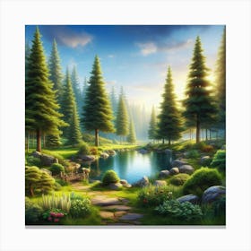 Pond In The Forest 3 Canvas Print