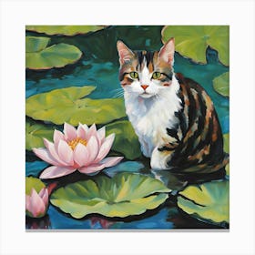 Cat In Water Canvas Print