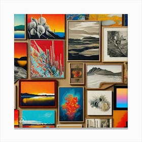 Collection Of Framed Paintings Canvas Print