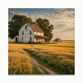 Old House In A Wheat Field Canvas Print