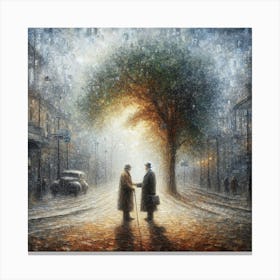 Two Lovers In The Rain Canvas Print